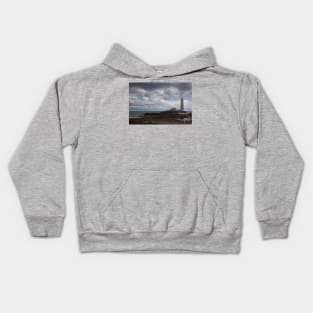 St Mary's Island under a stormy sky Kids Hoodie